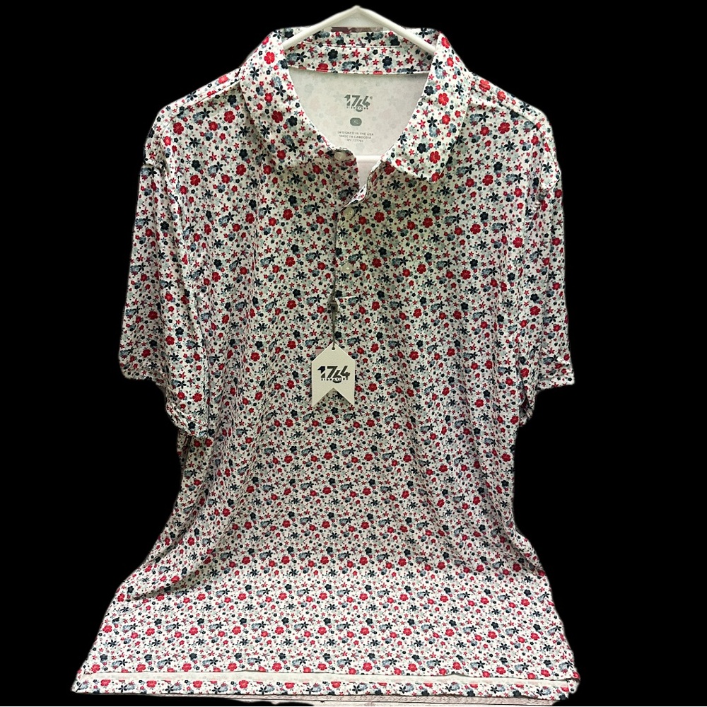 1764 Signature Men's Polo Shirt - Multicolor Floral Design XL